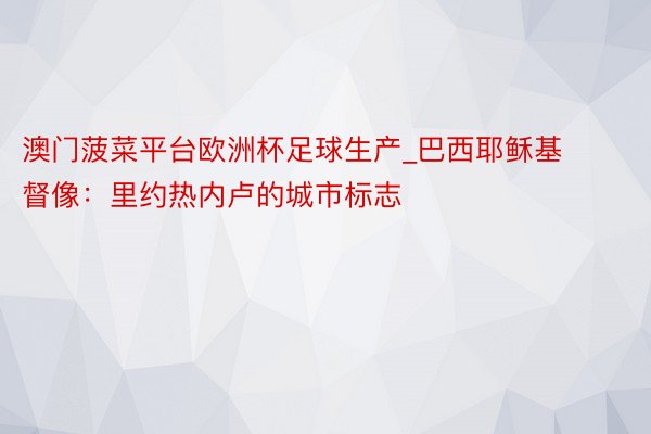 澳门菠菜平台欧洲杯足球生产_巴西耶稣基督像：里约热内卢的城市标志