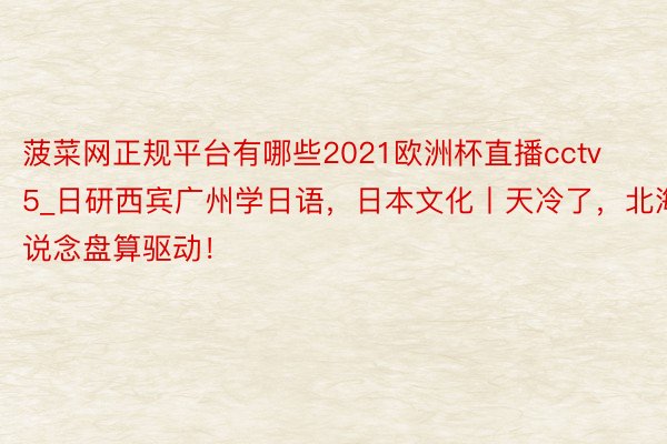 菠菜网正规平台有哪些2021欧洲杯直播cctv5_日研西宾广州学日语，日本文化丨天冷了，北海说念盘算驱动！